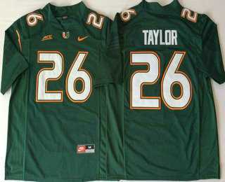 Men%27s Miami Hurricanes #26 Sean Taylor Green Stitched NCAA Nike College Football Jersey->miami hurricanes->NCAA Jersey